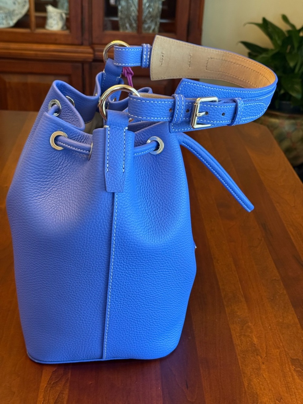 NWOT Dooney & Bourke Lucca Leather Drawstring Bag with Multi-Color Tassels - Picture 3 of 16